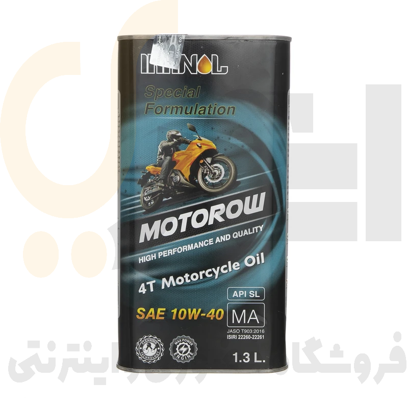  روغن موتور سیکلت ایرانول مدل MOTOROW 10W-40 حجم ۱.۳ لیتر 